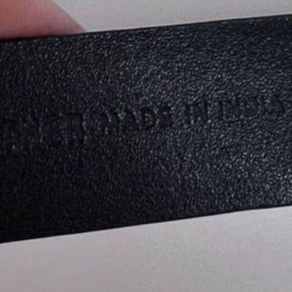 Chicos Statement Belt Silver Metal Hook Buckle Black Leather Adjustable MD** - Picture 6 of 9